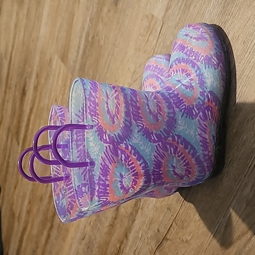 Girls Sparkly Tye-Dye  Zoogs rain boots, size 1